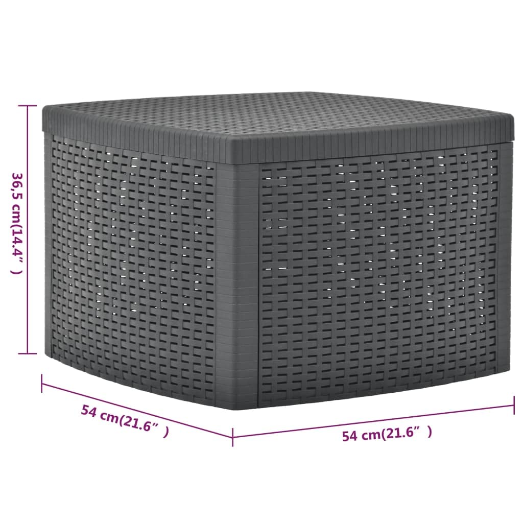 Foto 7 | Mesa Auxiliar Vidaxl De Plástico Antracita Con Aspecto De Ratán Con Almacenamiento - Venta Internacional.