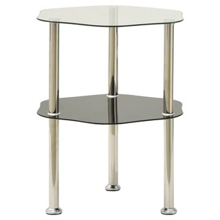 Foto 1 | Mesa Auxiliar Vidaxl De Vidrio Templado Negro Y Transparente De 2 Niveles - Venta Internacional.