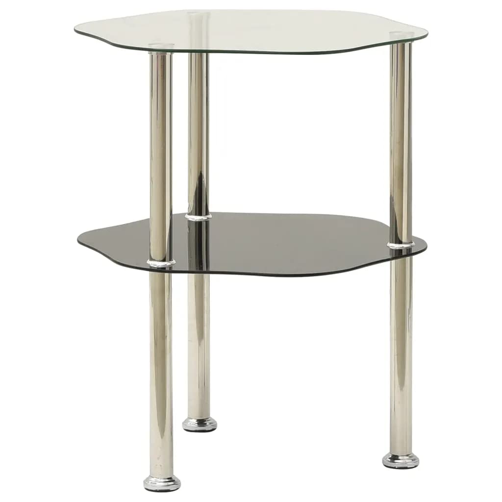 Foto 2 | Mesa Auxiliar Vidaxl De Vidrio Templado Negro Y Transparente De 2 Niveles - Venta Internacional.