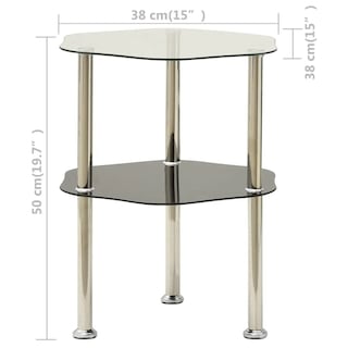 Foto 4 | Mesa Auxiliar Vidaxl De Vidrio Templado Negro Y Transparente De 2 Niveles - Venta Internacional.