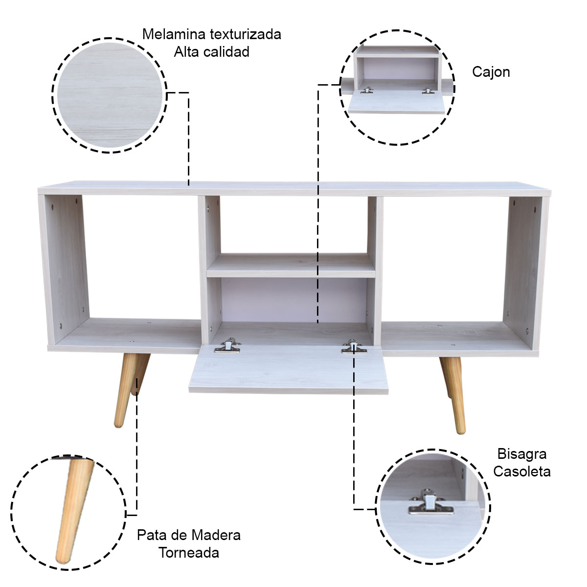 Foto 3 pulgar | Mesa Para Tv Hogare Mónaco color Blanco