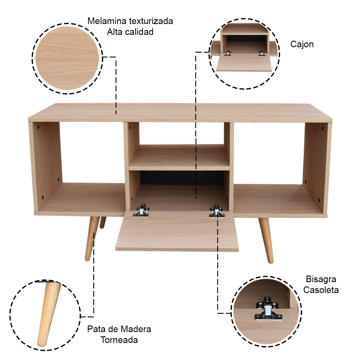 Foto 3 pulgar | Mesa Para Tv Hogare Mónaco Roble