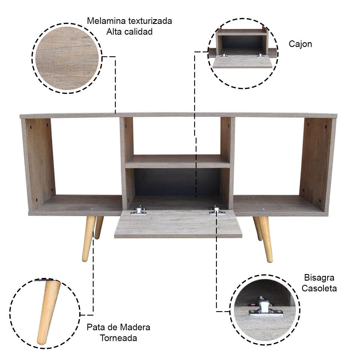 Foto 3 pulgar | Mesa Para Tv Hogare Mónaco Rustik