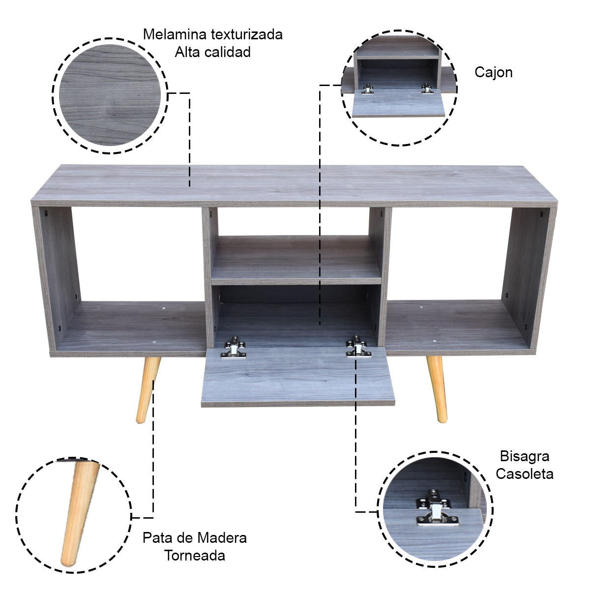 Foto 3 pulgar | Mesa para Tv Hogare Mónaco color Gris