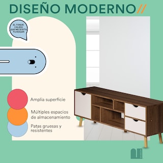 Foto 4 | Mesa para TV Mubson Gali color Marrón Centro de Entretenimiento