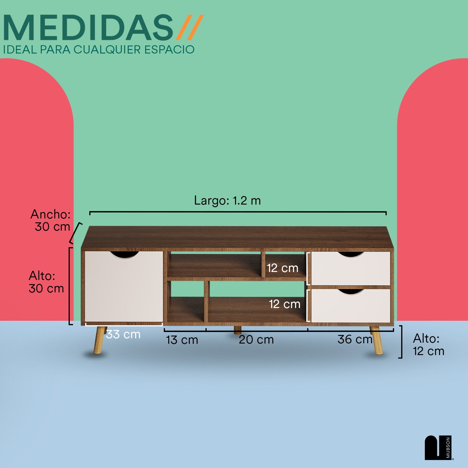 Foto 5 | Mesa para TV Mubson Gali color Marrón Centro de Entretenimiento