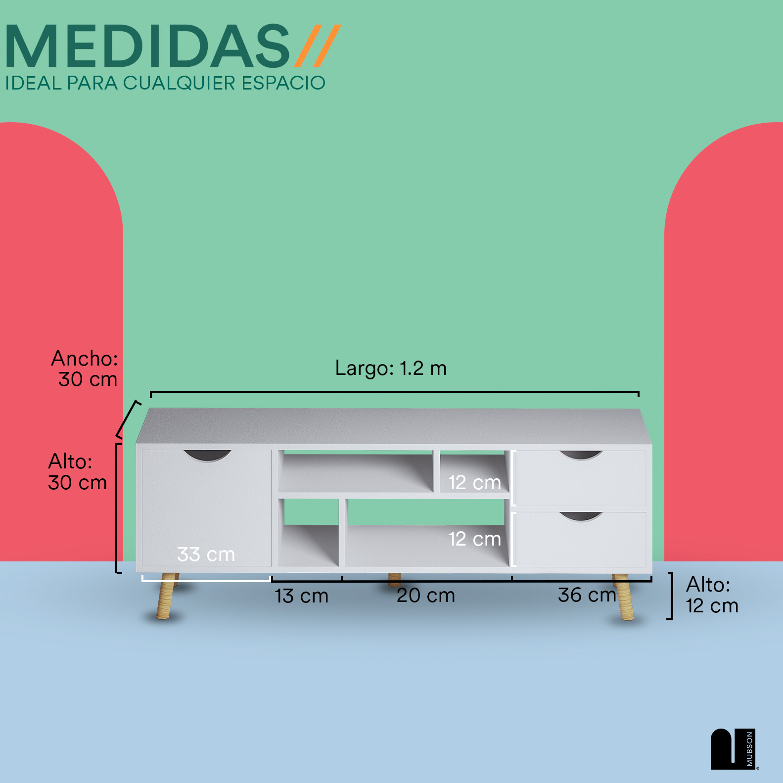 Foto 5 | Mesa para Tv Mubson Gali color Blanco