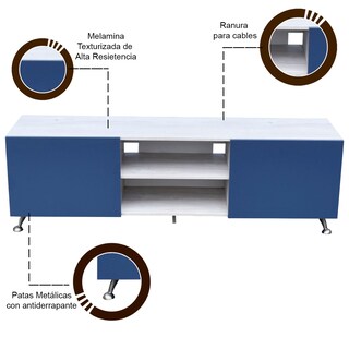 Foto 2 | Mesa Para Tv Italy Hogare color Blanco con Azul