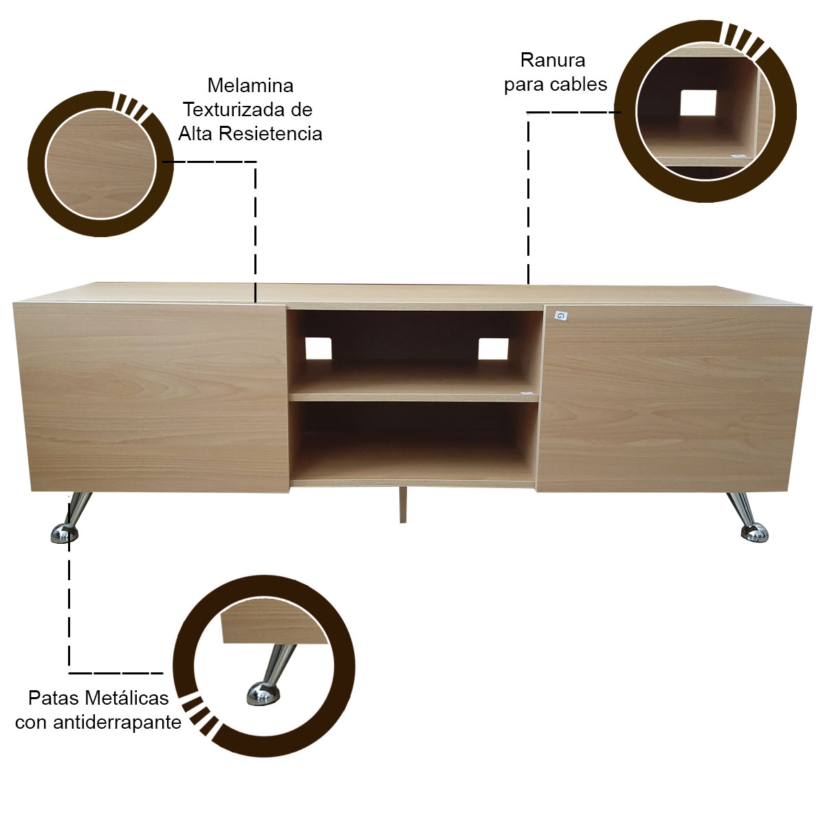 Foto 2 | Mesa Para Tv Italy color Beige  Hogare Roble