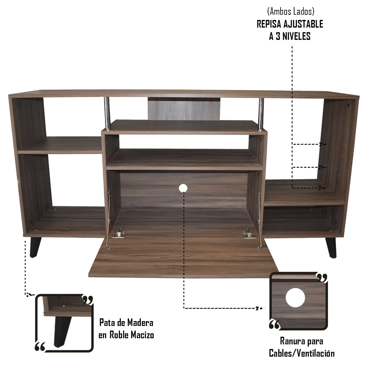 Foto 4 | Mesa Para Tv Ibiza Hogare Rustik/Negro