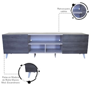 Foto 2 | Mesa para TV Hogare Europa Blanco/Gris