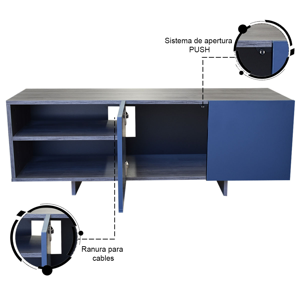 Foto 2 | Mesa para TV Hogare Suecia Gris/Azul