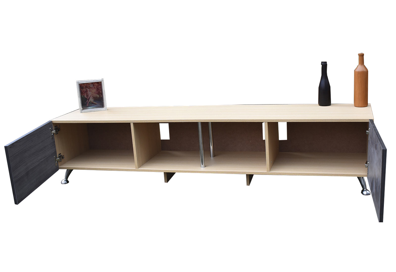 Foto 3 pulgar | Mesa Hogare London 180 CM para TV de 77 " color Roble y Gris