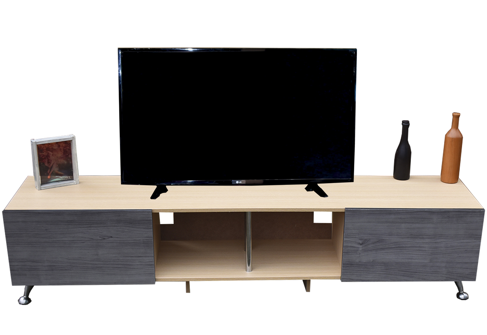 Foto 4 pulgar | Mesa Hogare London 180 CM para TV de 77 " color Roble y Gris