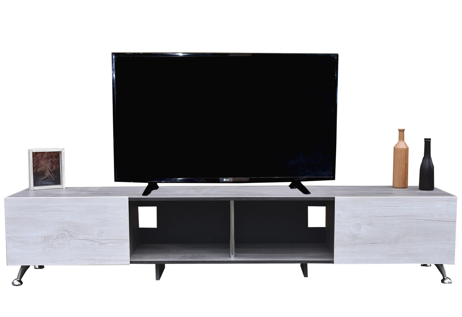 Foto 5 pulgar | Mesa Hogare London 180 CM para TV de 77 " color Gris y Blanco