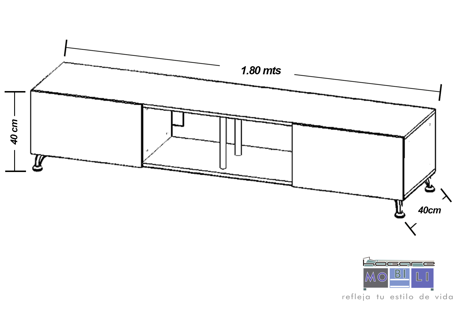 Foto 5 pulgar | Mesa Para Tv London 180 Cm Hogare Para Tv De 77 Pulgadas Parota