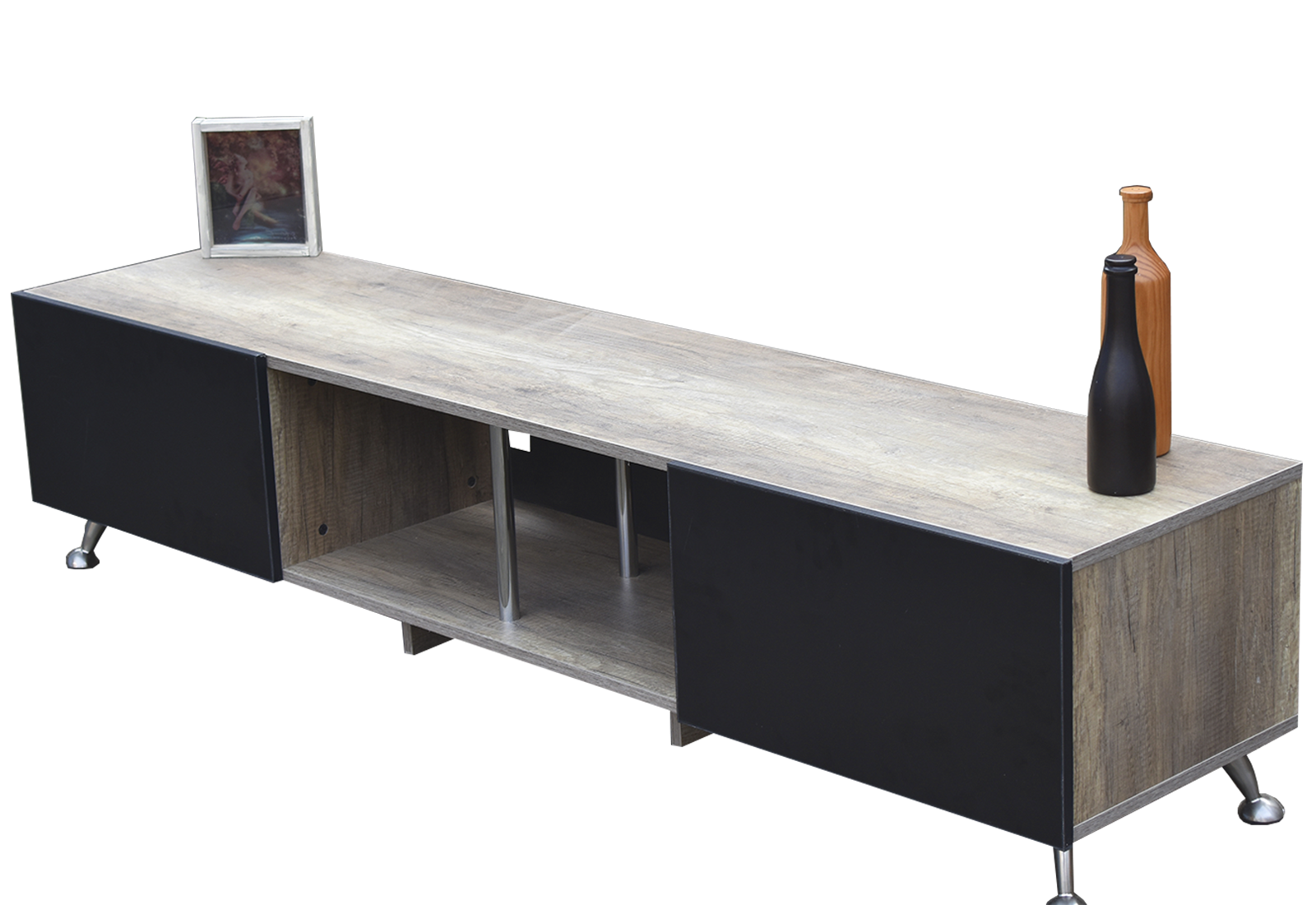 Foto 4 pulgar | Mesa Hogare London 180 CM para TV de 77 " color Rustik y Negro