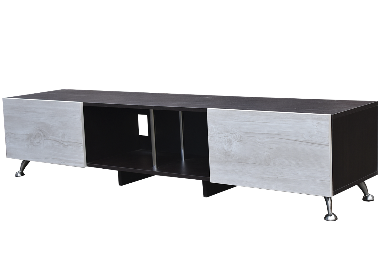 Mesa Hogare London 180 CM para TV de 77 " color Chocolate y Blanco