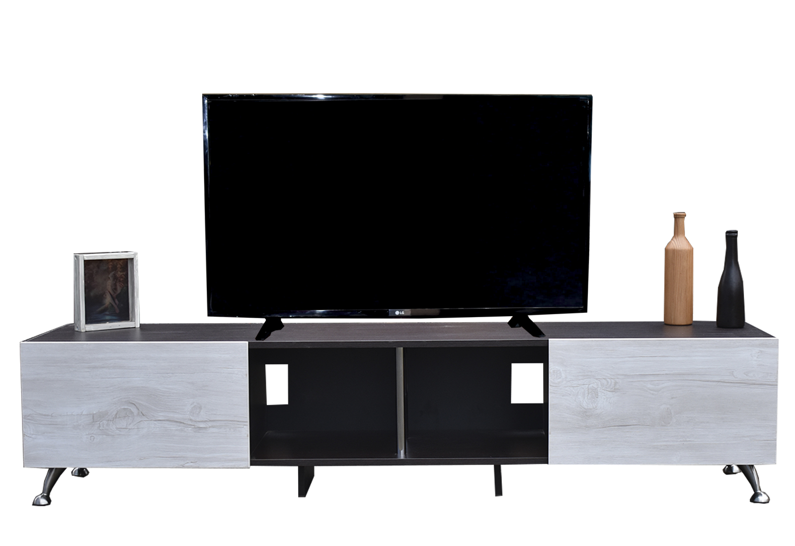 Foto 3 pulgar | Mesa Hogare London 180 CM para TV de 77 " color Chocolate y Blanco