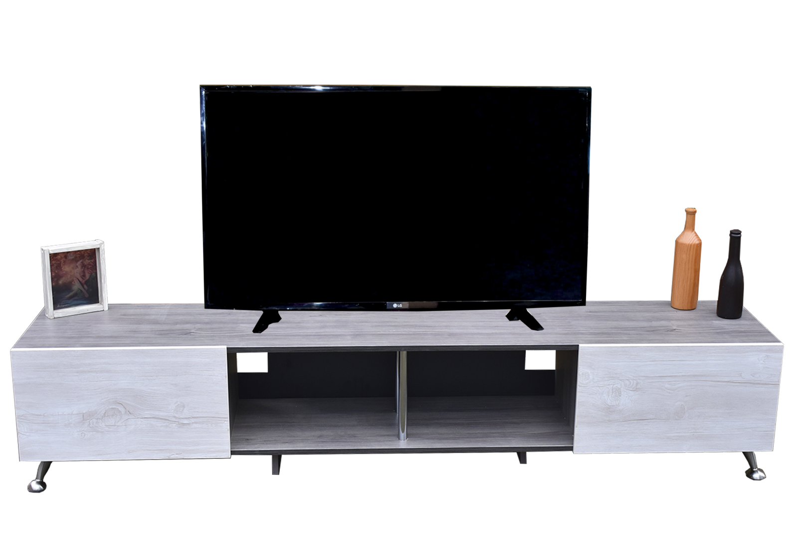 Mesa Para Tv London 2m Hogare Para Tv De 90 Pulgadas Gris/Blanco