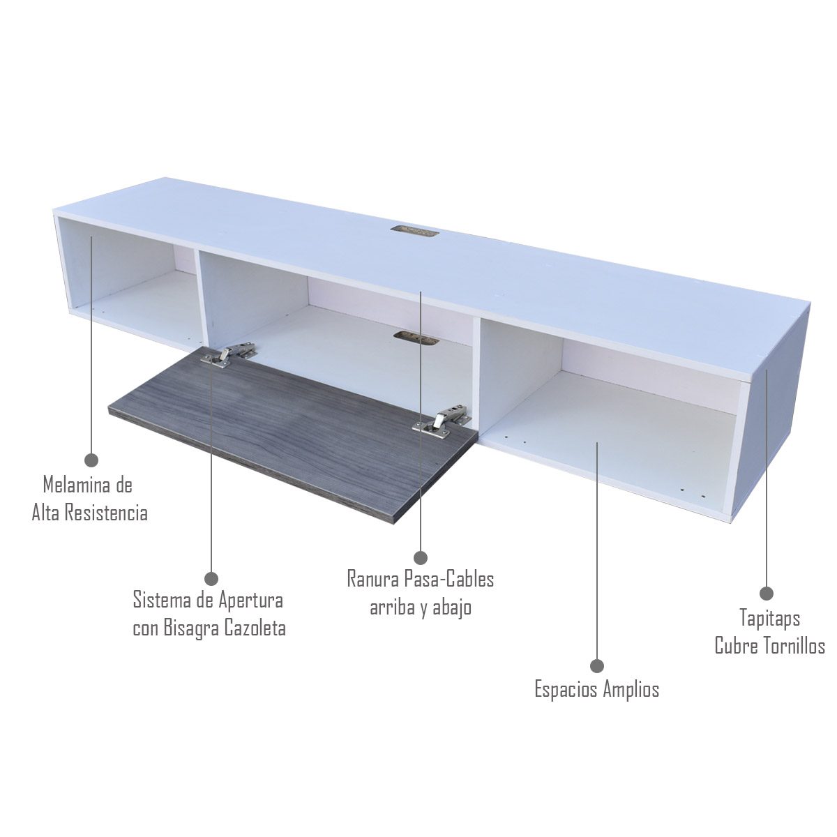 Foto 3 | Mueble Flotante para TV Hogare Moderno y Funcional 140 cm Gris