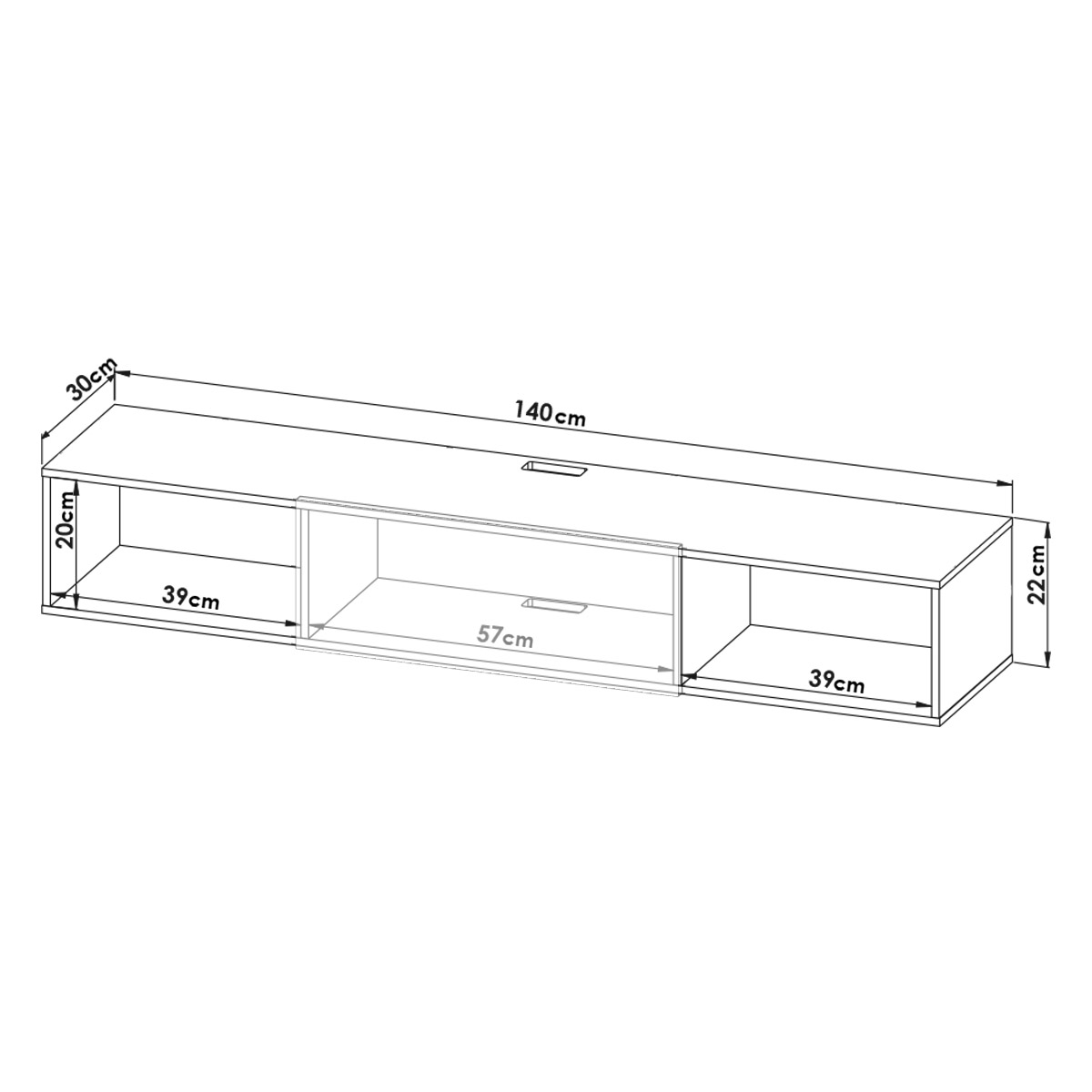 Foto 9 pulgar | Mueble Flotante para TV Hogare Moderno y Funcional 140 cm Gris