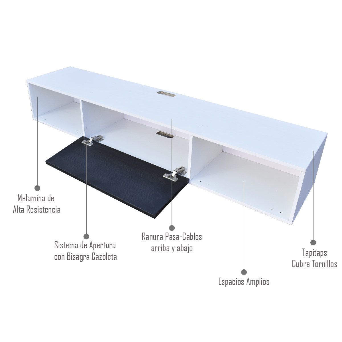 Foto 4 pulgar | Mueble Flotante para TV Hogare Moderno y Funcional 140 cm Negro