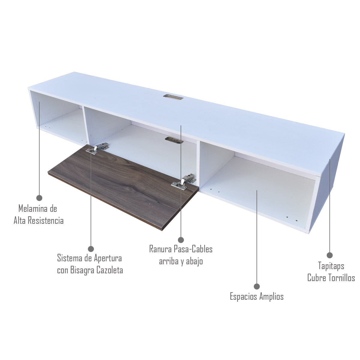 Foto 3 | Mueble Flotante Para Tv Hogare Moderno Y Funcional 140 Cm Parota