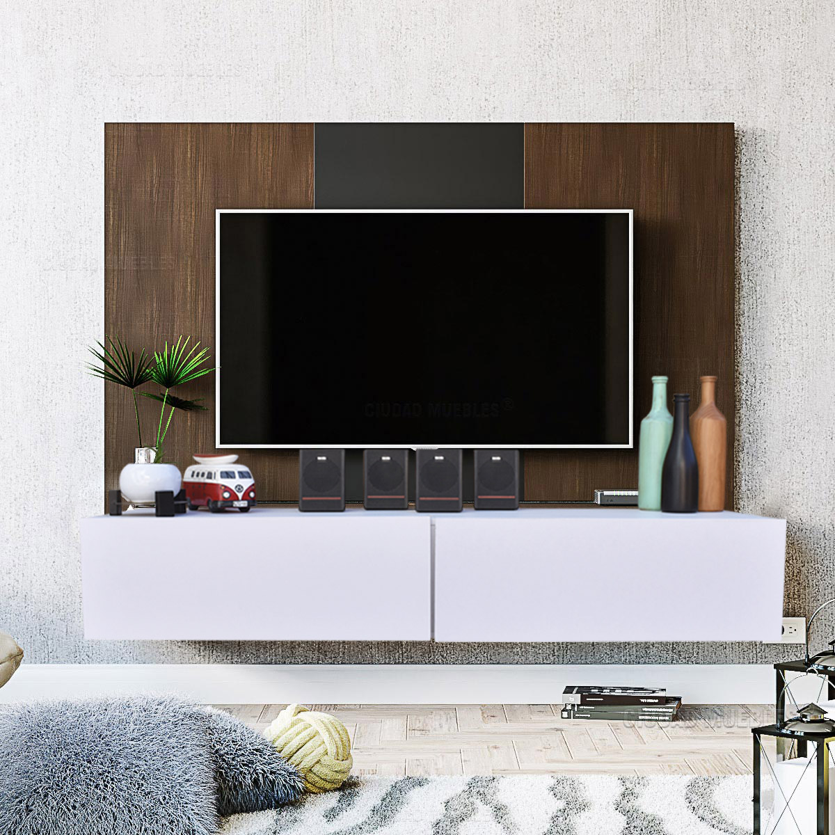 Foto 2 | Mueble Flotante para TV Hogare 2 Puertas Moderno 120 cm Blanco