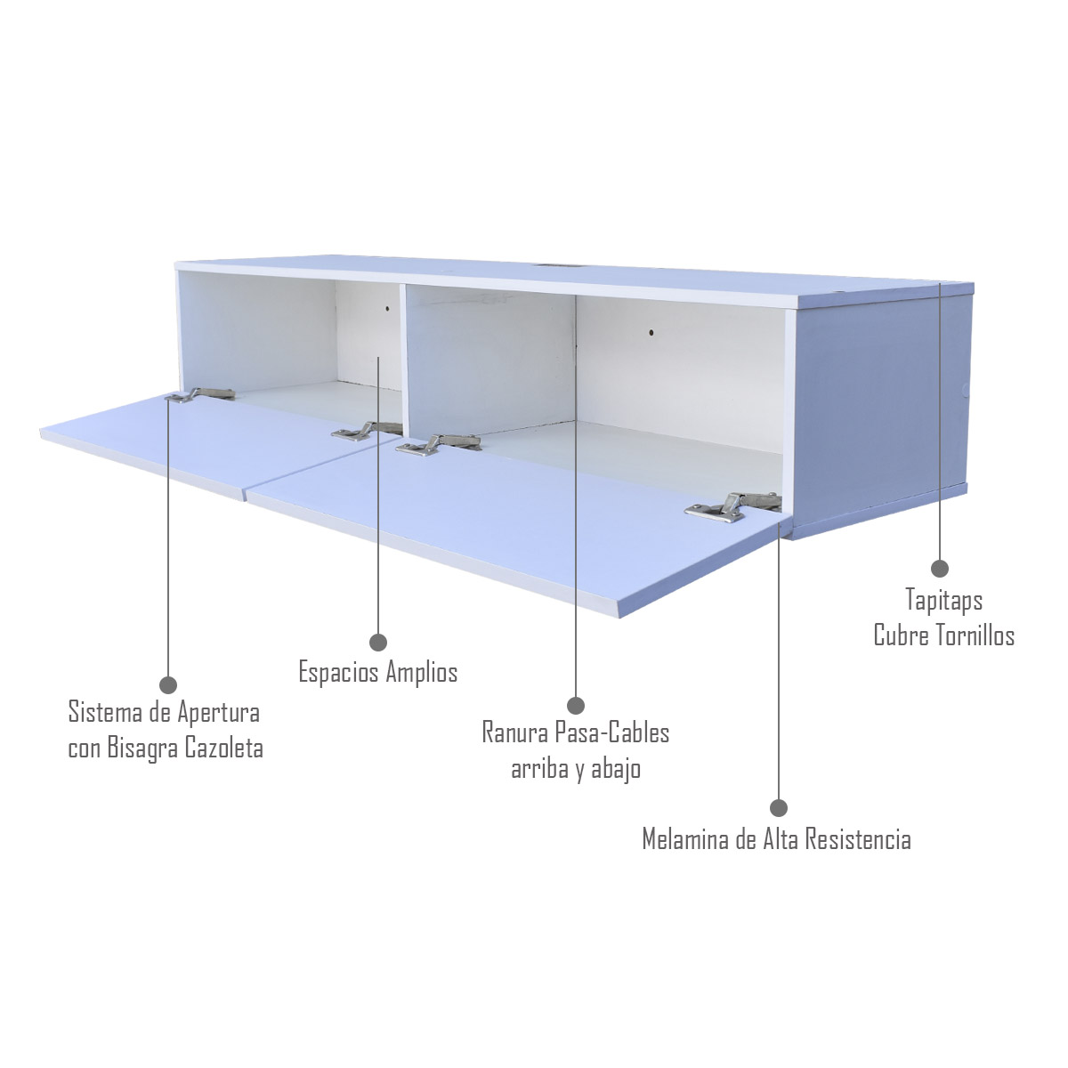 Foto 4 pulgar | Mueble Flotante para TV Hogare 2 Puertas Moderno 120 cm Blanco