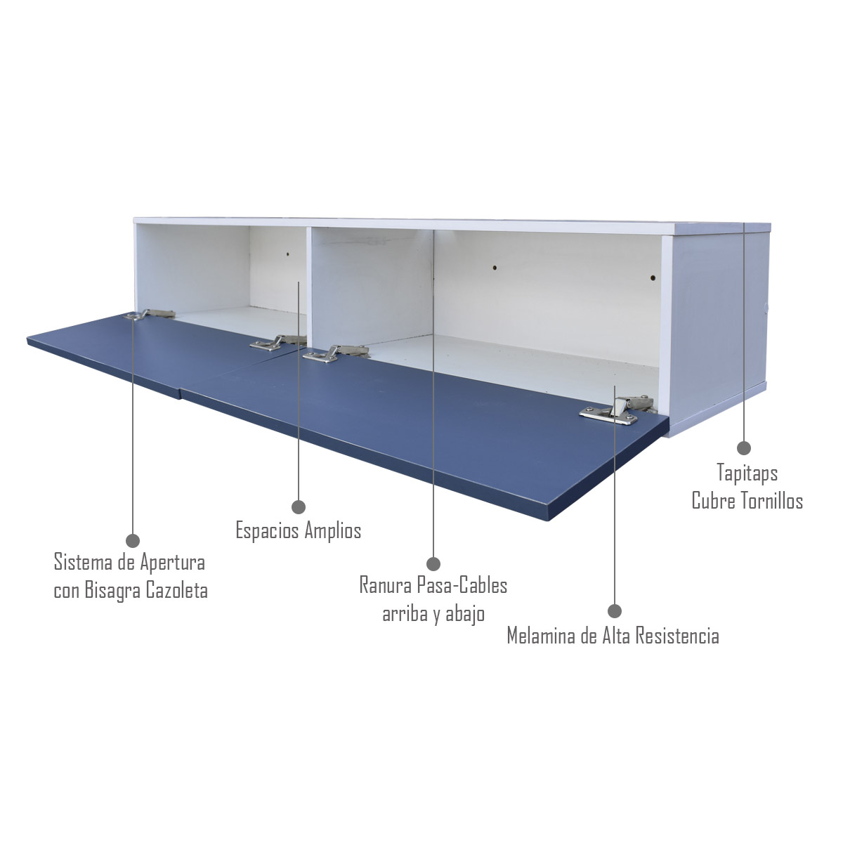 Foto 4 pulgar | Mueble Flotante para TV Hogare 2 Puertas Moderno 120 cm Azul