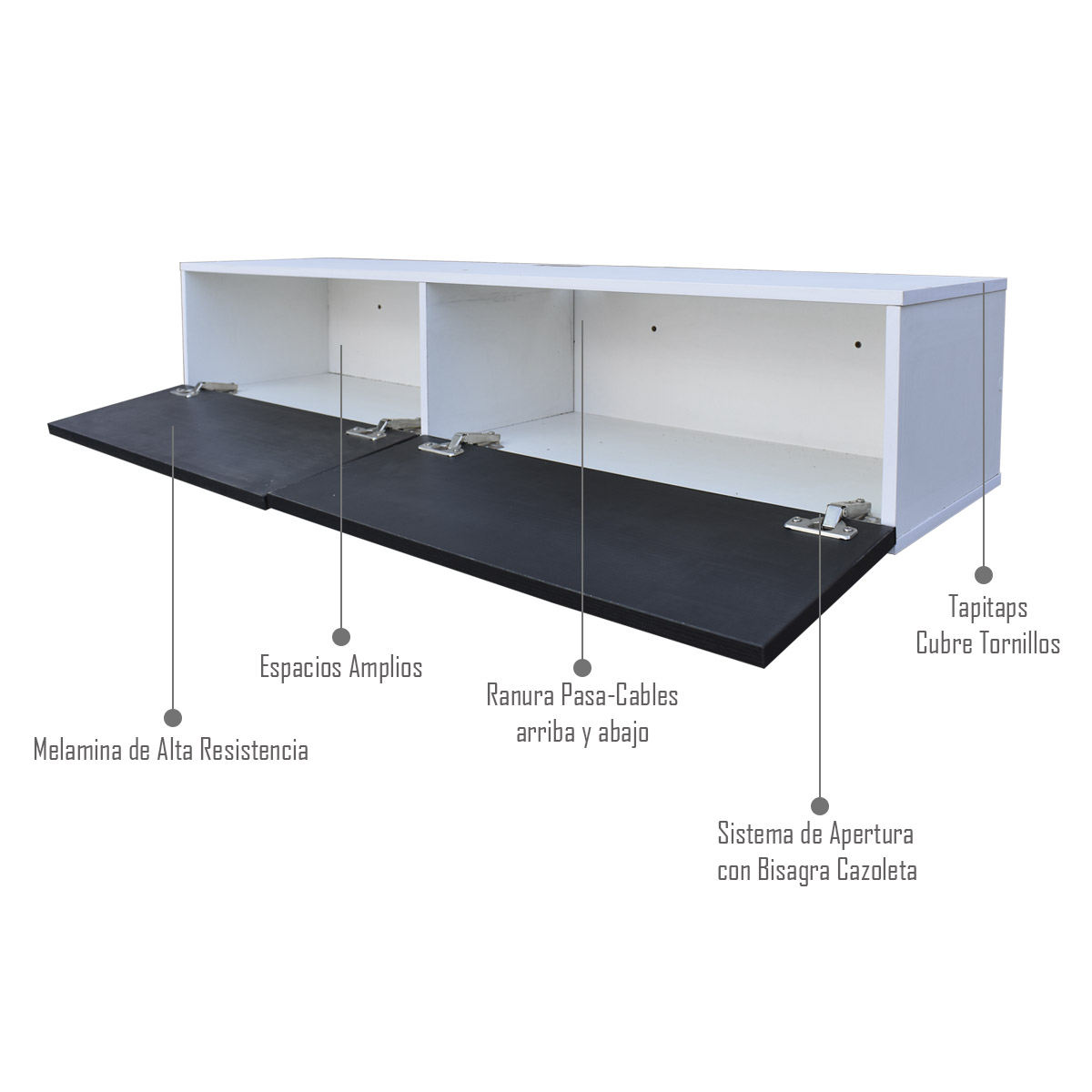 Foto 4 pulgar | Mueble Flotante para TV Hogare 2 Puertas Moderno 120 cm Negro