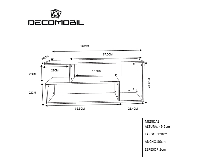 Foto 8 pulgar | Mueble para TV Genérico TVG-120x60 color Blanco