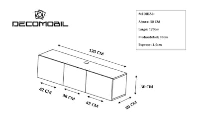 Foto 6 | Repisa Flotante Minimalista Para Tv 3 Puertas color Beige