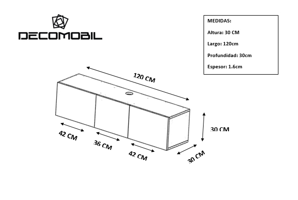 Foto 8 pulgar | Mueble Flotante Minimalista para Tv Genérica con 3 Puertas