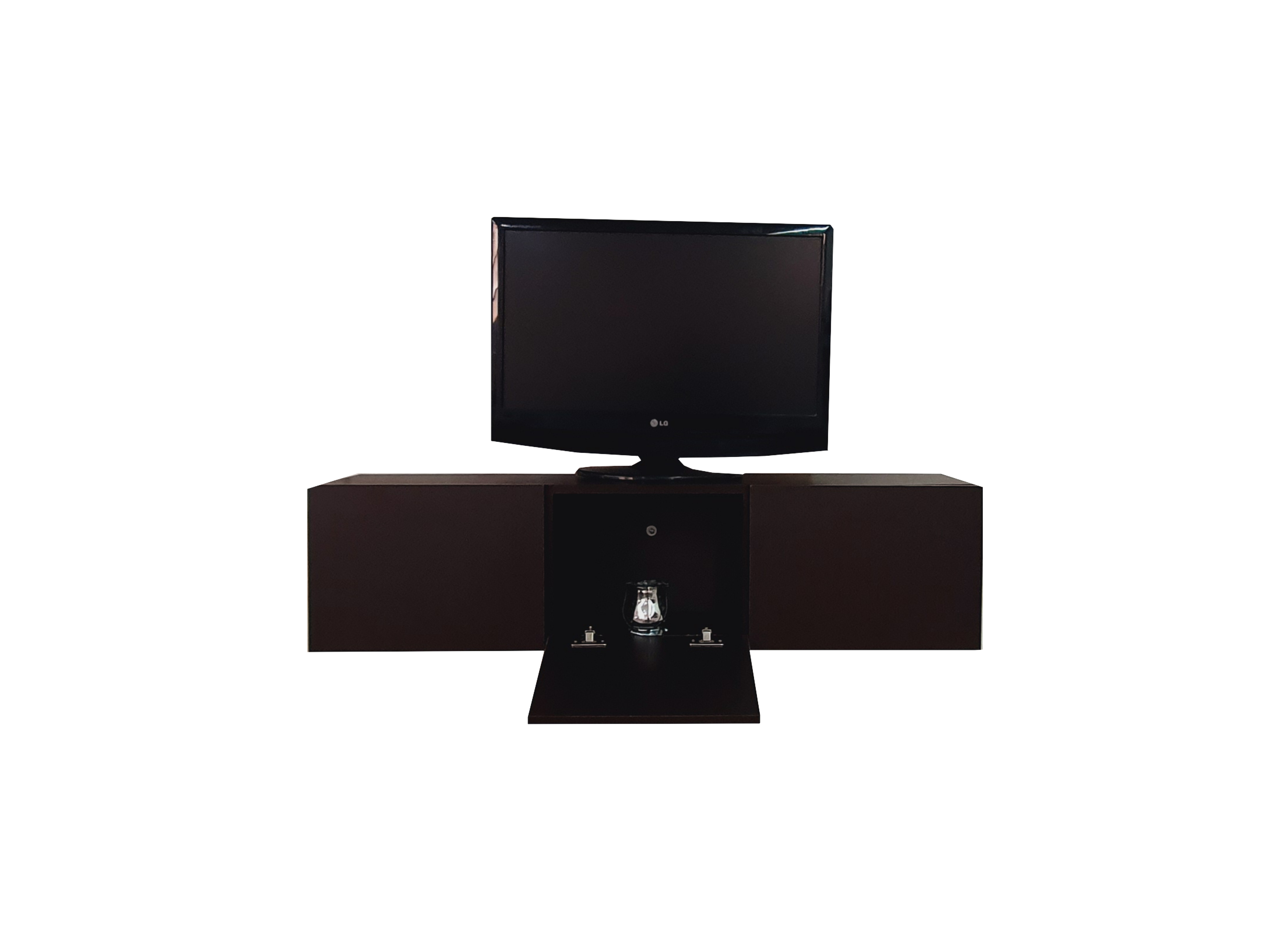 Foto 4 pulgar | Mueble Flotante Minimalista para Tv Con 3 Puertas color Marrón