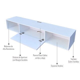 Foto 2 | Mesa para Tv Hogare Flotante color Blanco