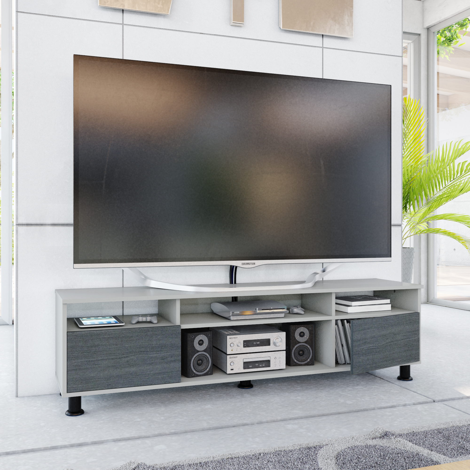 Foto 4 pulgar | Mesa para Tv Playcon Btvgrga color Gris