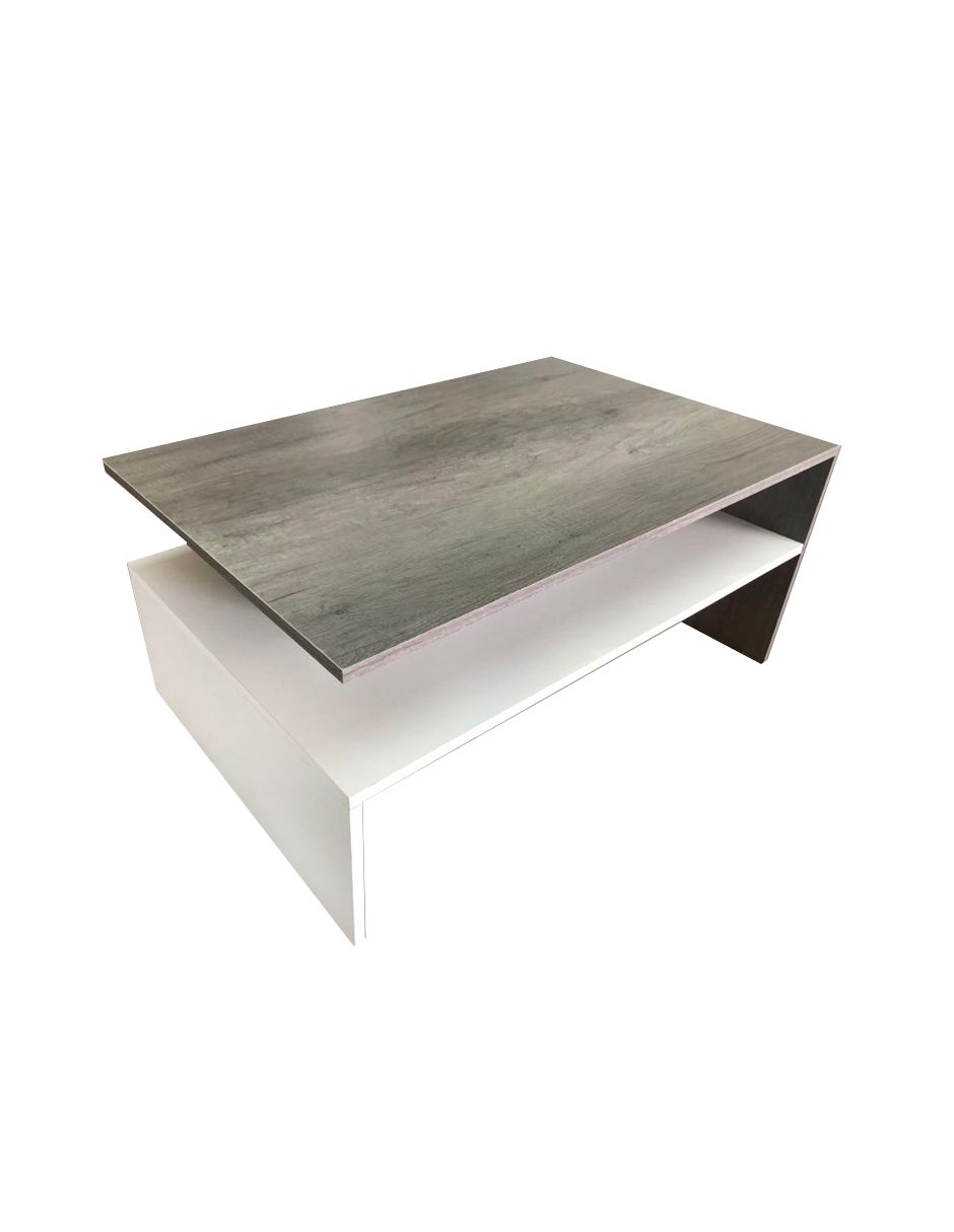 Mesa De Centro Doble Repisa Minimalista Bicolor