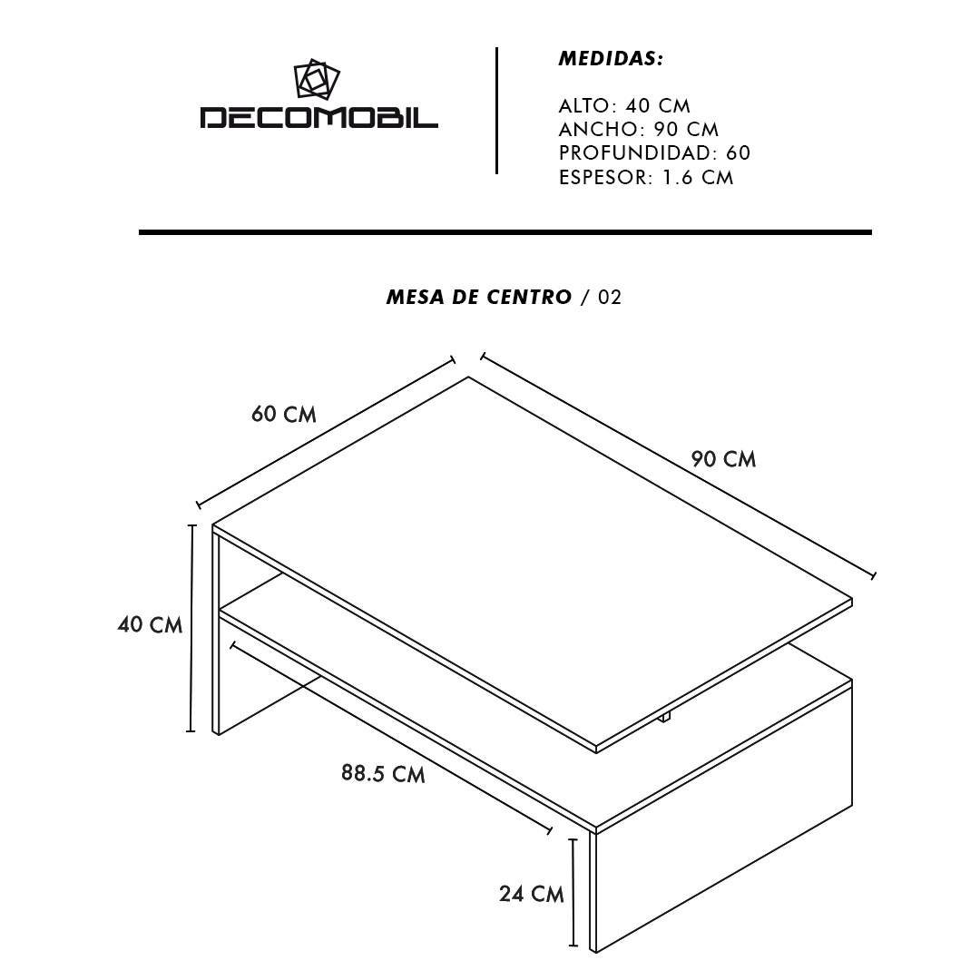 Foto 6 | Mesa De Centro Doble Repisa Minimalista Bicolor