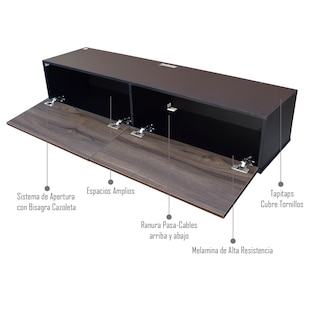 Foto 3 | Mueble Flotante 2 Puertas para Tv Hogare Moderno 120 cm color Marrón
