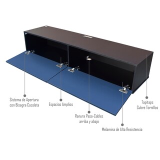 Foto 4 | Mueble Flotante 2 Puertas para Tv Hogare Moderno 120 cm color Azul