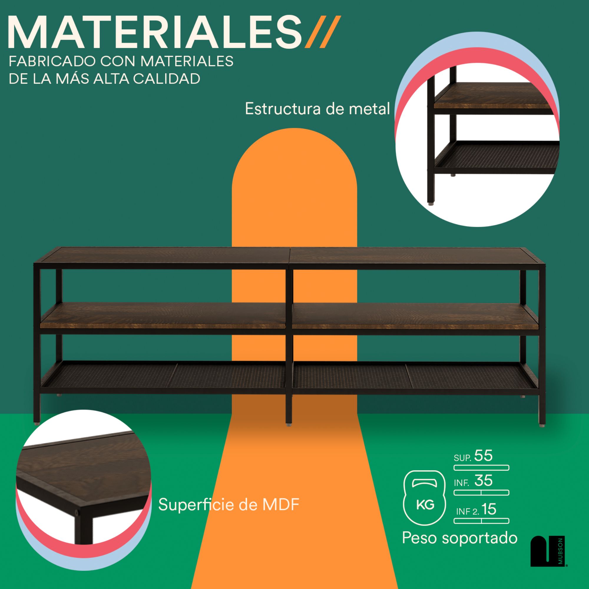 Foto 4 pulgar | Mueble para TV Mubson Zakim color Marrón Centro de Entretenimiento
