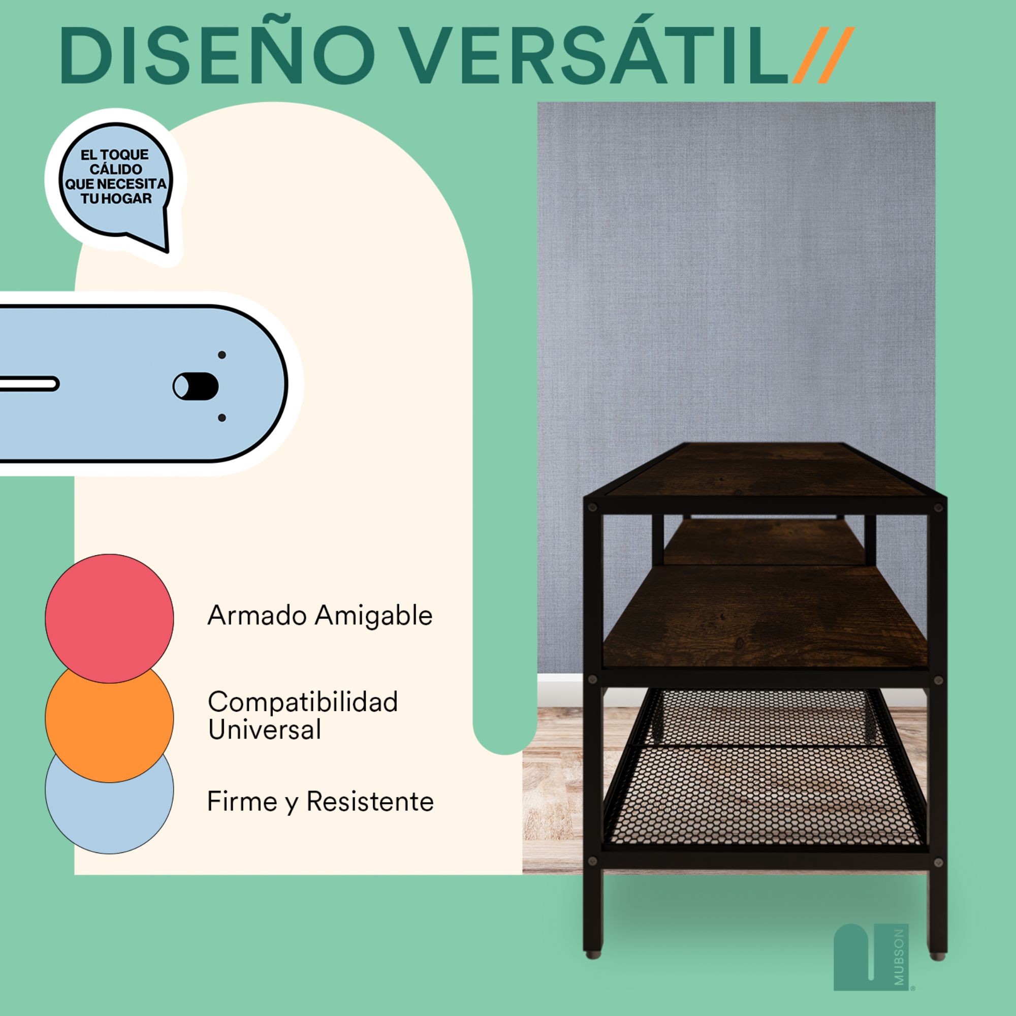 Foto 5 | Mueble para TV Mubson Zakim color Marrón Centro de Entretenimiento