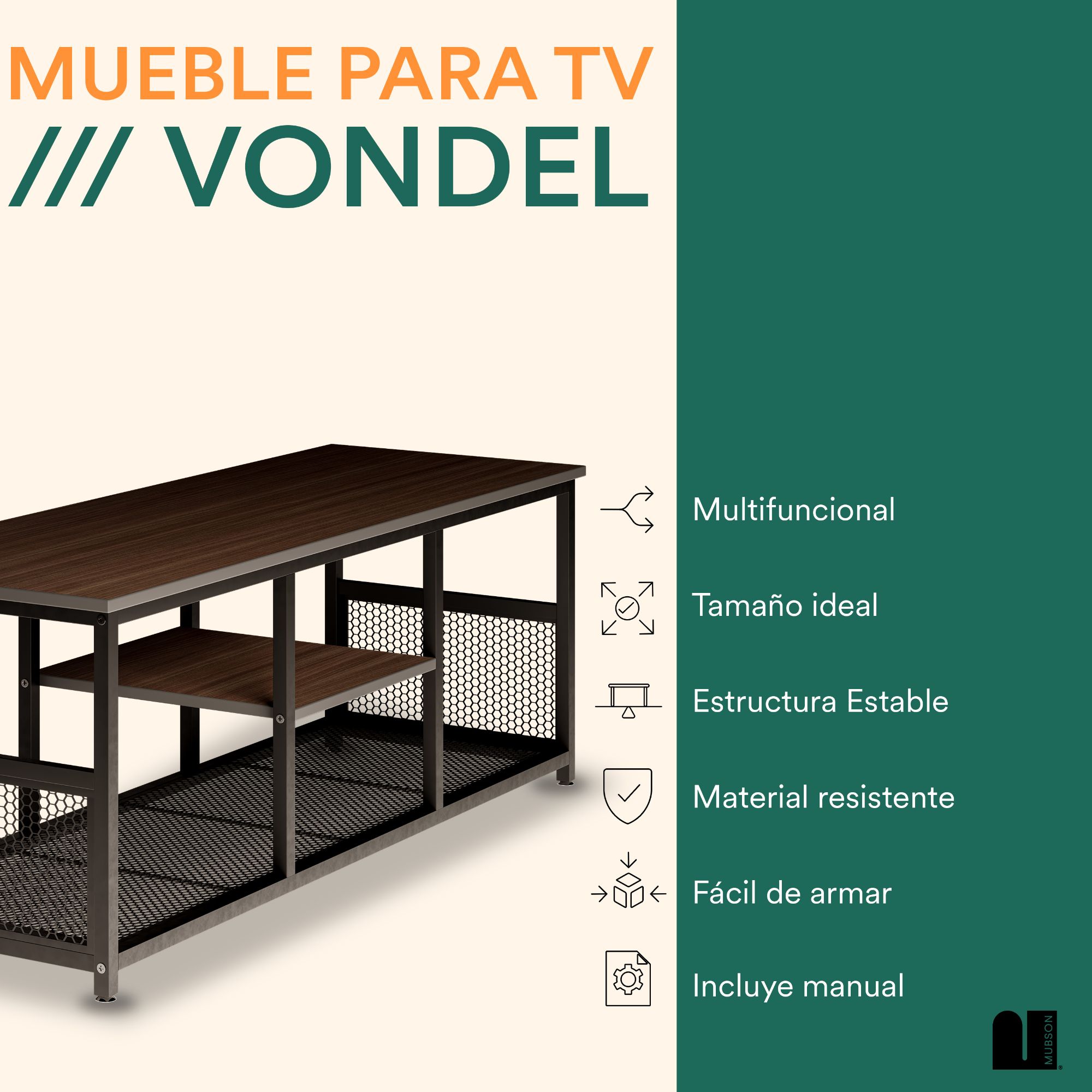 Foto 3 pulgar | Mueble para TV Mubson Vondel color Marrón Centro de Entretenimiento