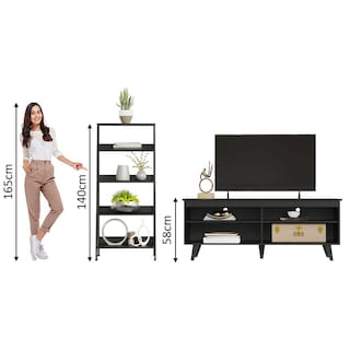 Foto 4 | Mueble para TV Hasta 65'' + Estante Madesa MDES0200278N color Negro