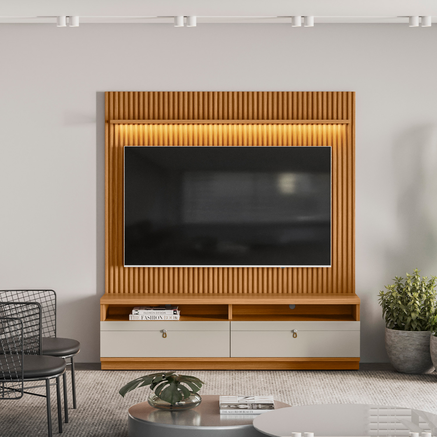 Foto 4 pulgar | Mueble de TV Bossa Ouro Preto color Beige para 75''
