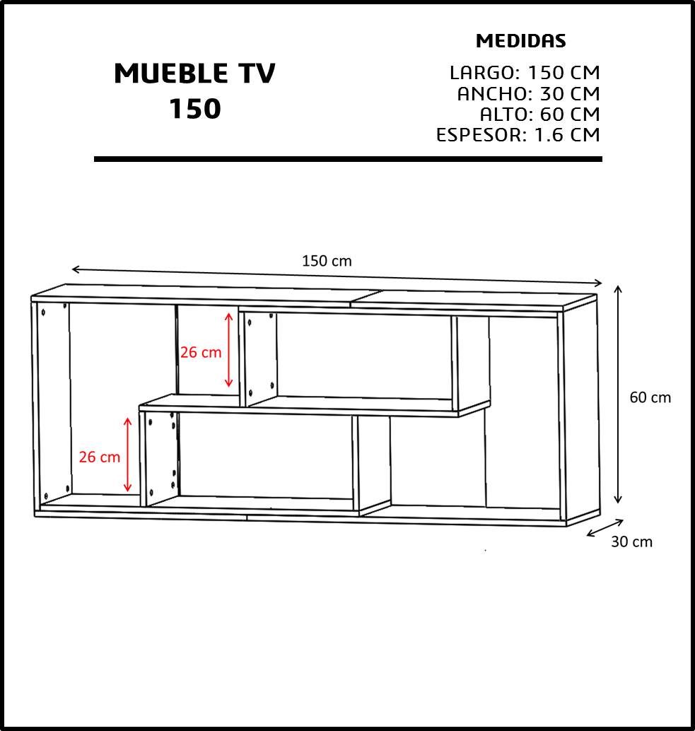 Foto 6 pulgar | Mueble para TV Genérico TV-150-NN color Marrón