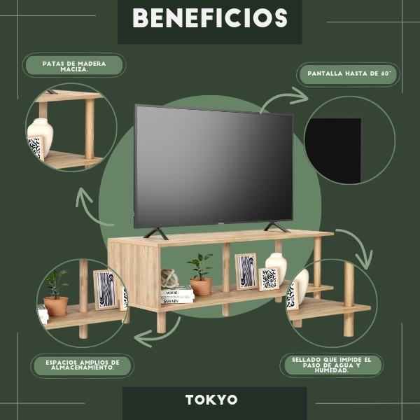 Foto 6 pulgar | Mueble de Tv Moru Tokyo Roble
