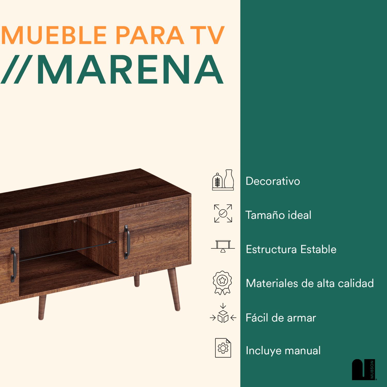 Foto 3 pulgar | Mueble para TV Mubson Marena Marrón